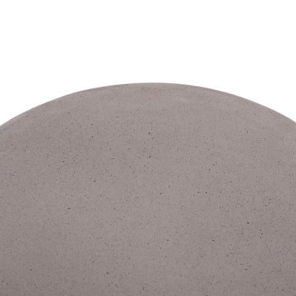 SIDE TABLE ROUND DELIA HM18167.03 FIBER CEMENT GREY & RATTAN Φ40x45Hcm.