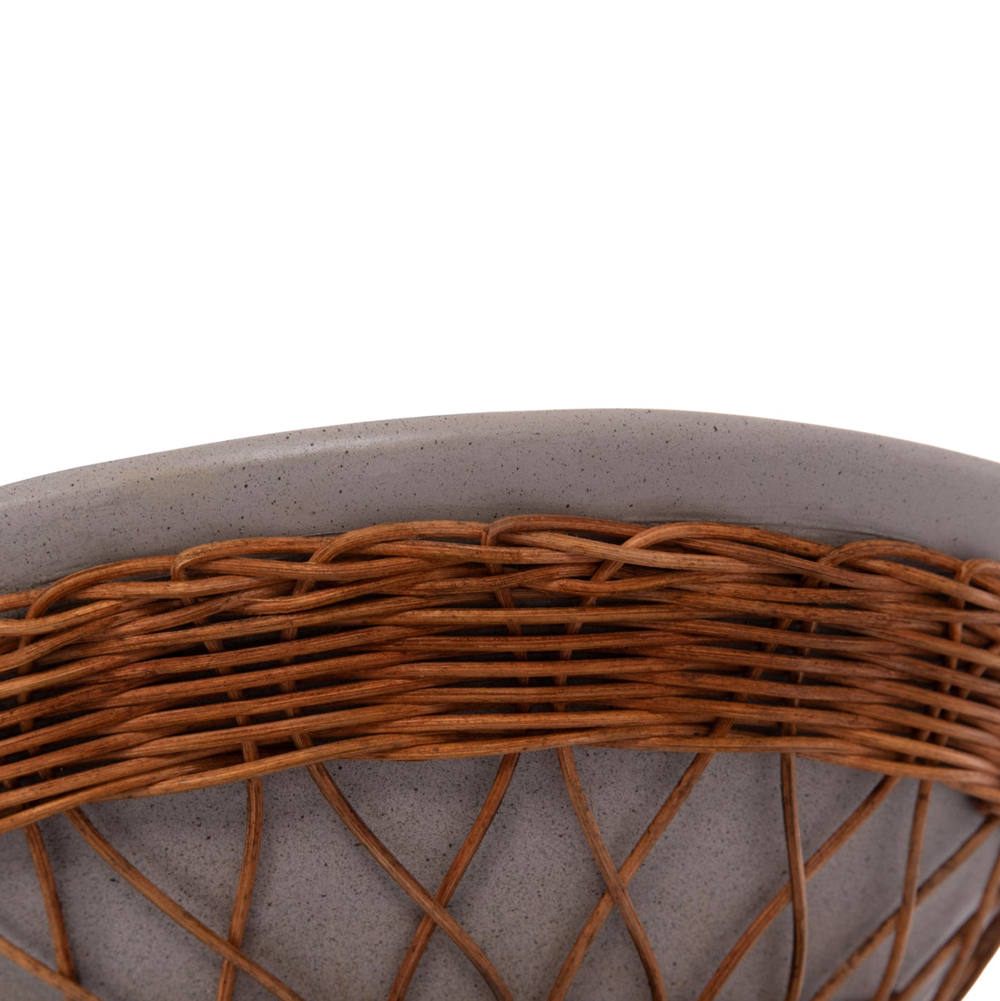 SIDE TABLE ROUND DELIA HM18167.03 FIBER CEMENT GREY & RATTAN Φ40x45Hcm.
