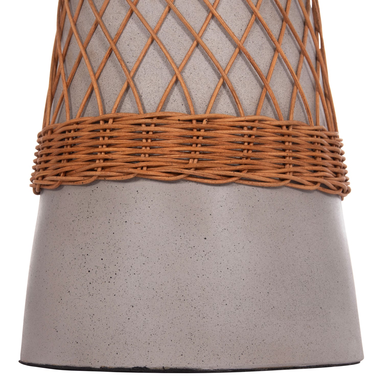 SIDE TABLE ROUND DELIA HM18167.03 FIBER CEMENT GREY & RATTAN Φ40x45Hcm.