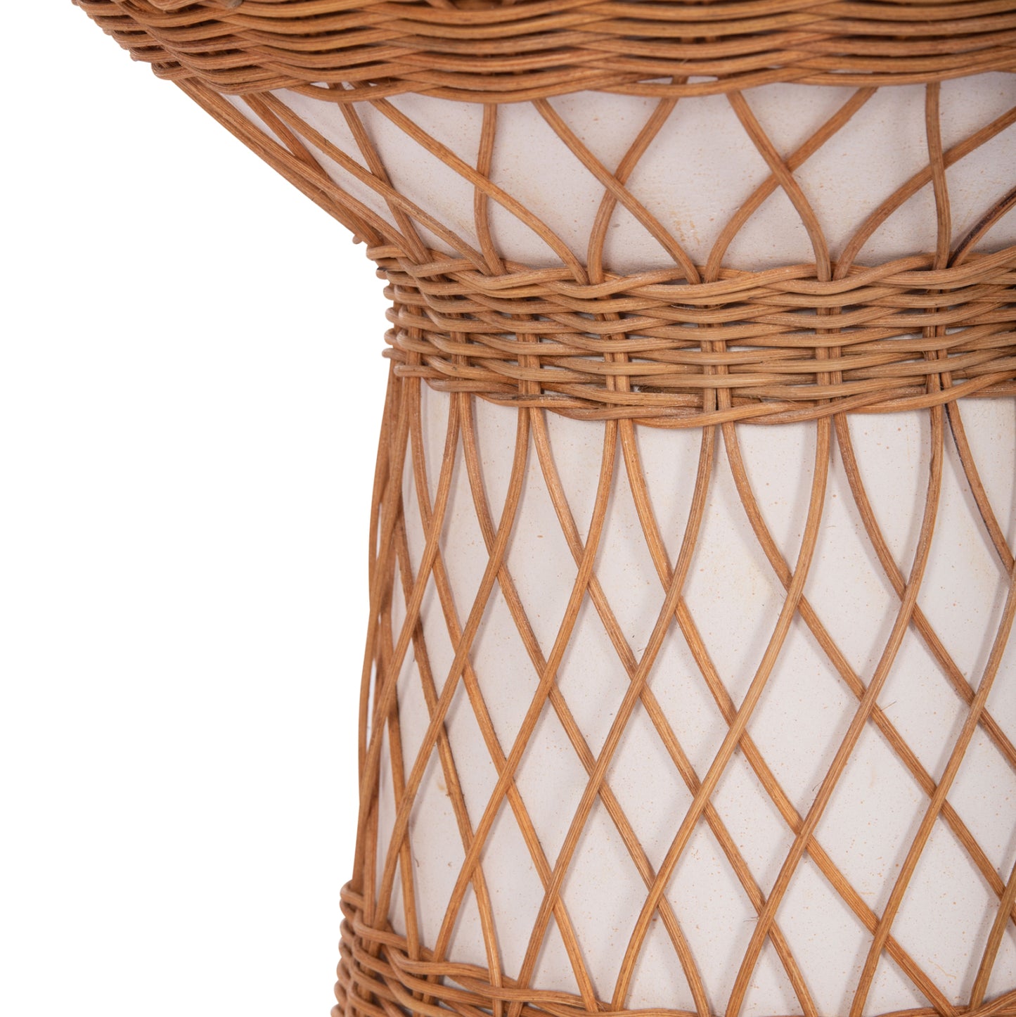 SIDE TABLE ROUND DELIA HM18167.02 FIBER CEMENT WHITE & RATTAN Φ40x45Hcm.