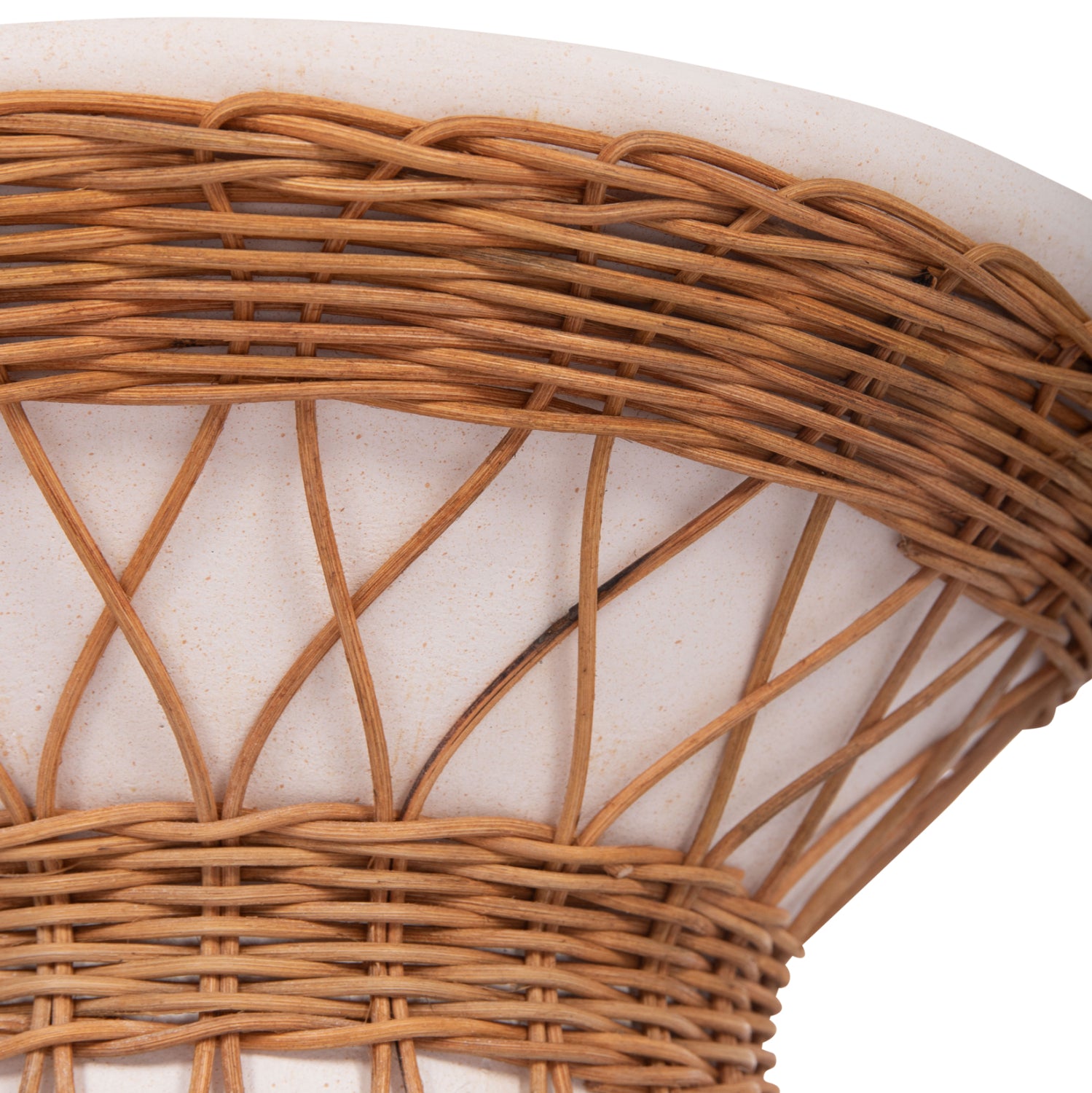 SIDE TABLE ROUND DELIA HM18167.02 FIBER CEMENT WHITE & RATTAN Φ40x45Hcm.
