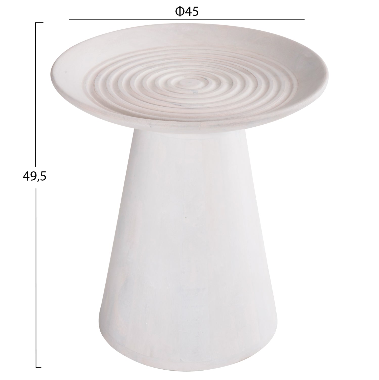 SIDE TABLE ROUND ROSS HM9708 SOLID MANGO WOOD IN WHITE Φ45x48Hcm.
