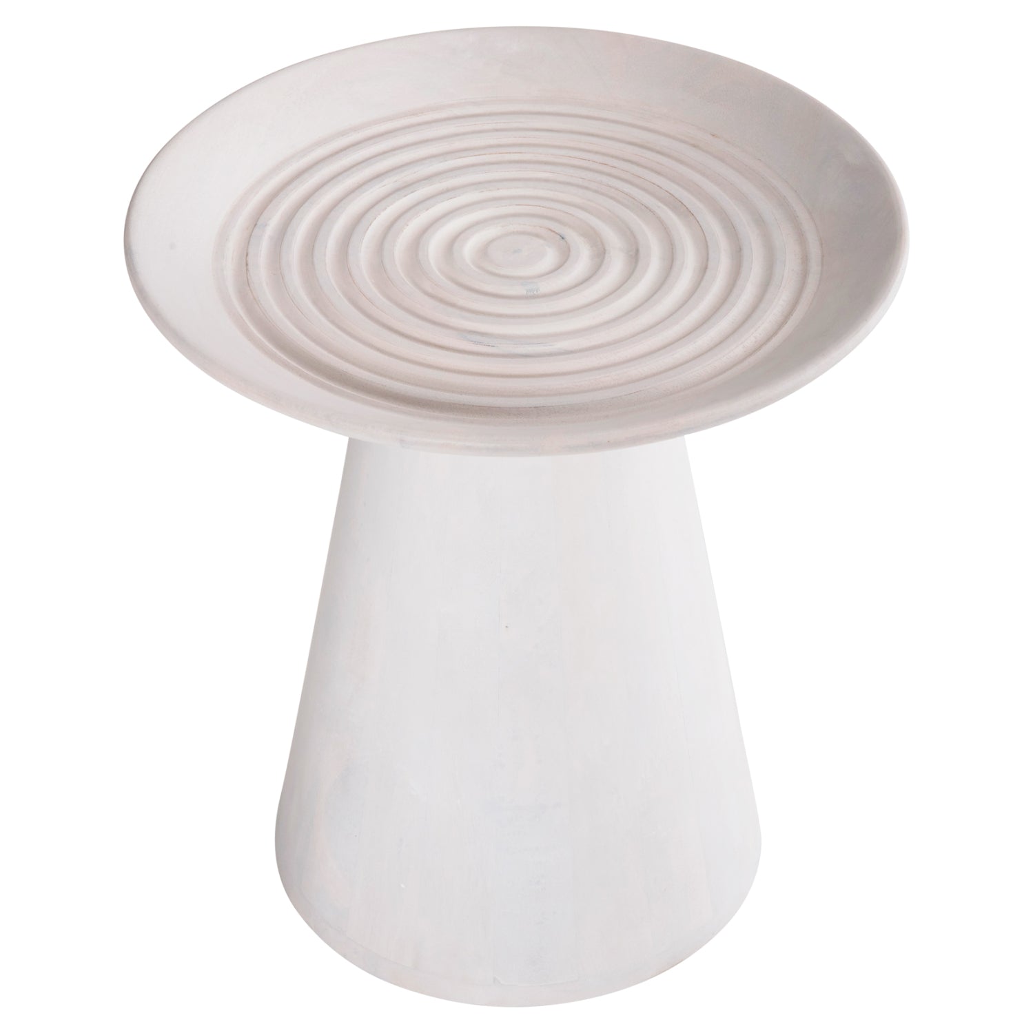 SIDE TABLE ROUND ROSS HM9708 SOLID MANGO WOOD IN WHITE Φ45x48Hcm.