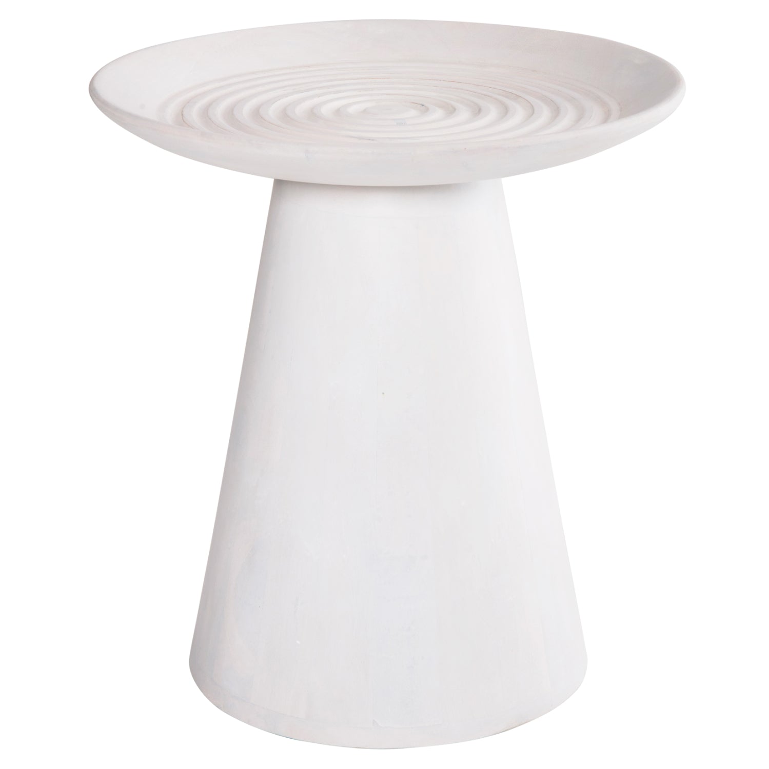SIDE TABLE ROUND ROSS HM9708 SOLID MANGO WOOD IN WHITE Φ45x48Hcm.