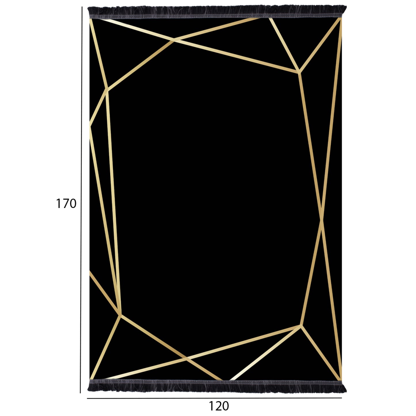 HM7677.30 120X170cm, black-gold with fringes, JOSIANE