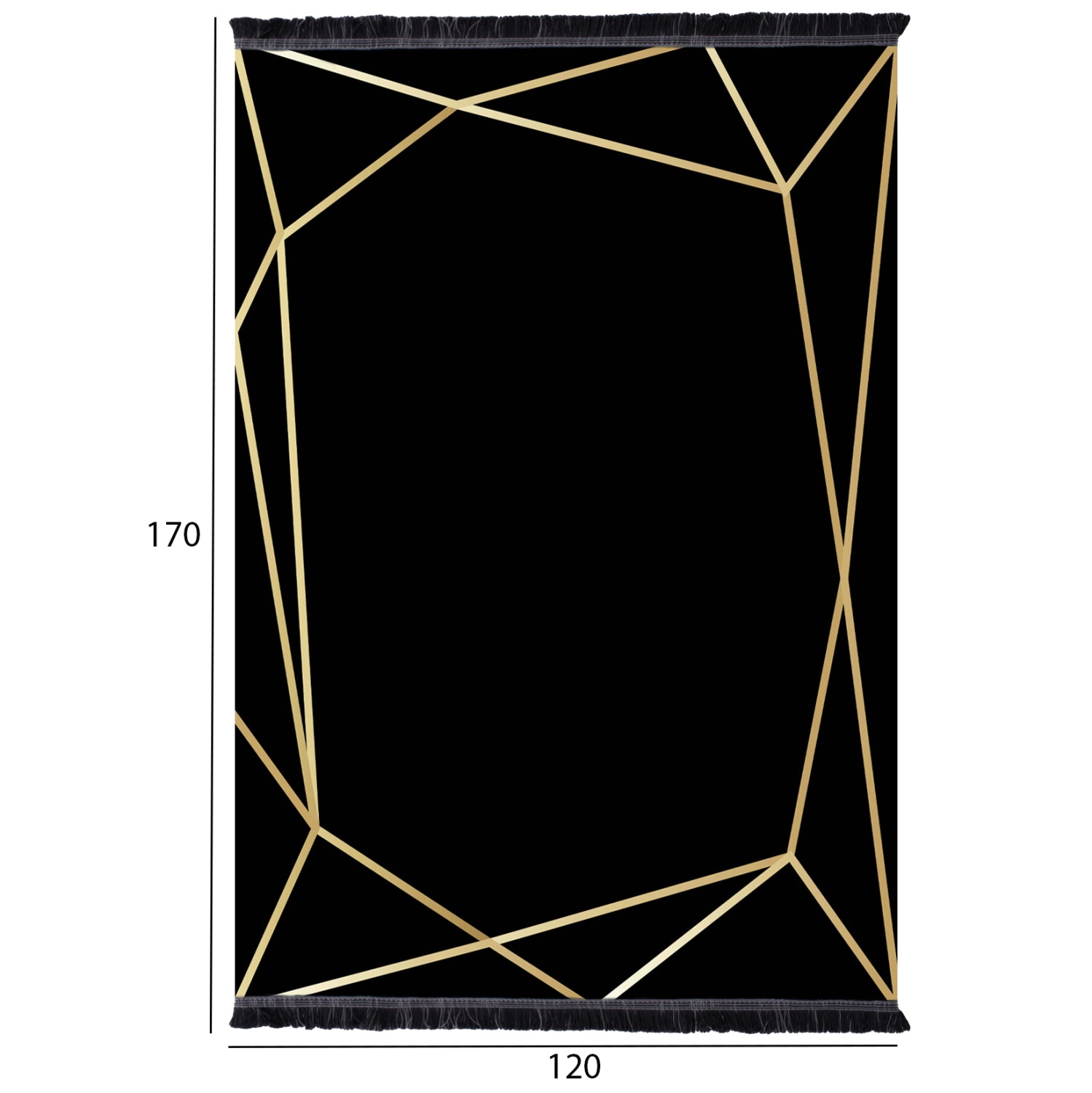 HM7677.30 120X170cm, black-gold with fringes, JOSIANE