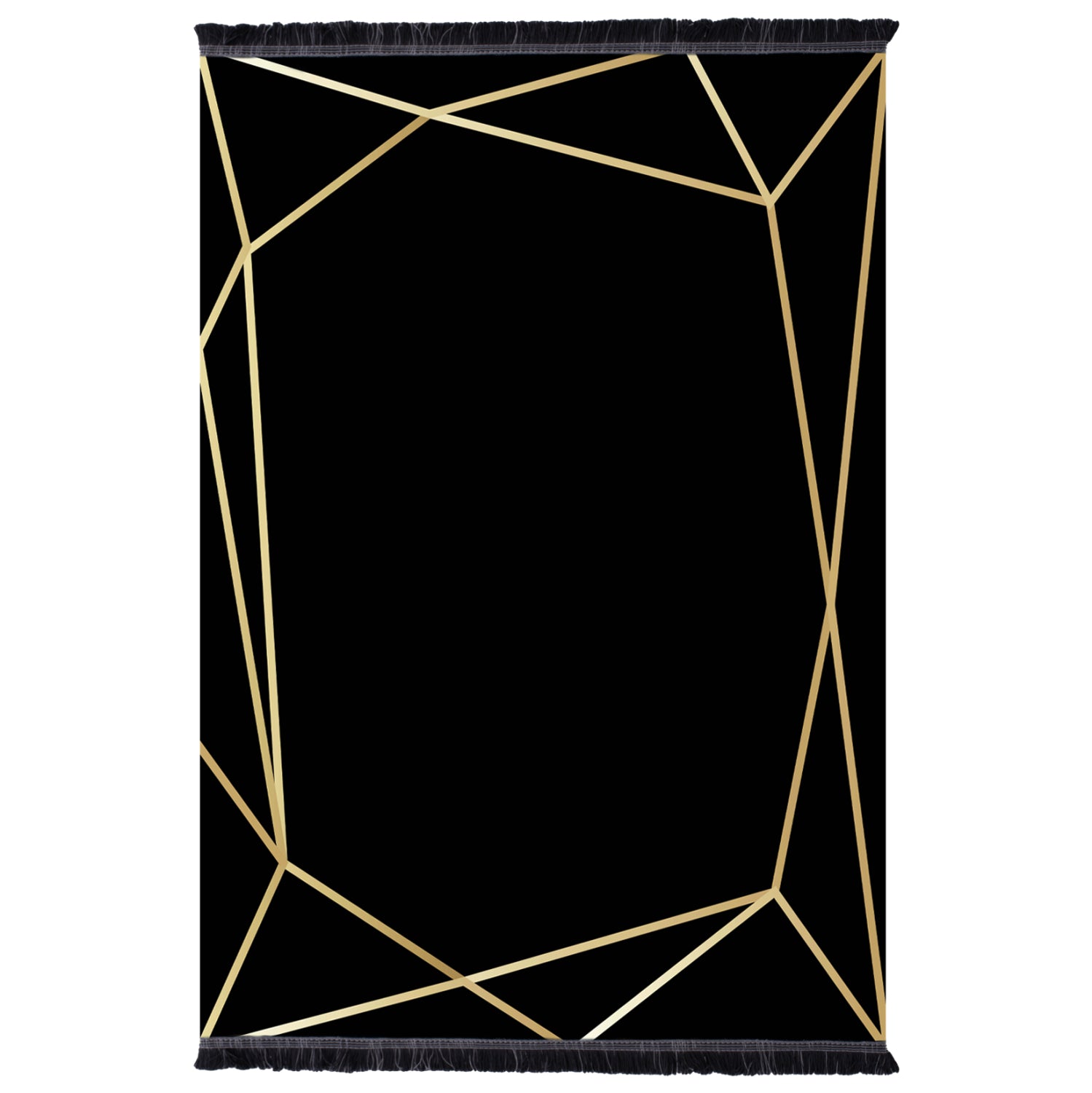 HM7677.30 120X170cm, black-gold with fringes, JOSIANE
