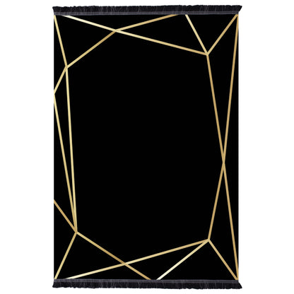 HM7677.30 120X170cm, black-gold with fringes, JOSIANE