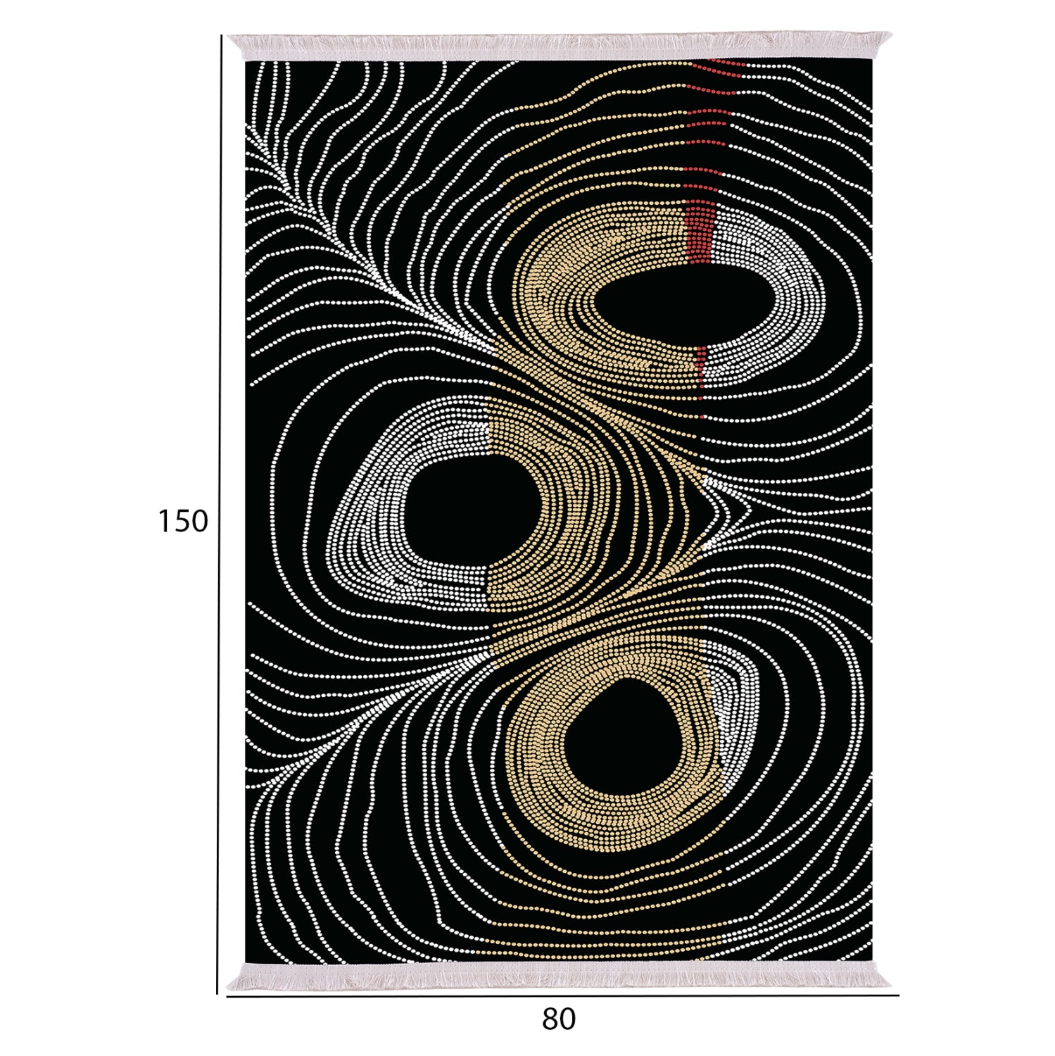 LIVING ROOM CARPET WITH FRINGES JOSIANE BLACK-GOLD-GREY 80X150cm. HM7676.27
