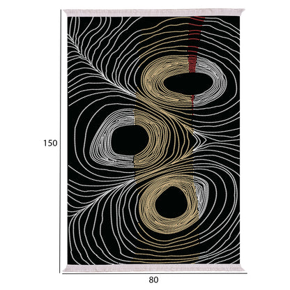 LIVING ROOM CARPET WITH FRINGES JOSIANE BLACK-GOLD-GREY 80X150cm. HM7676.27
