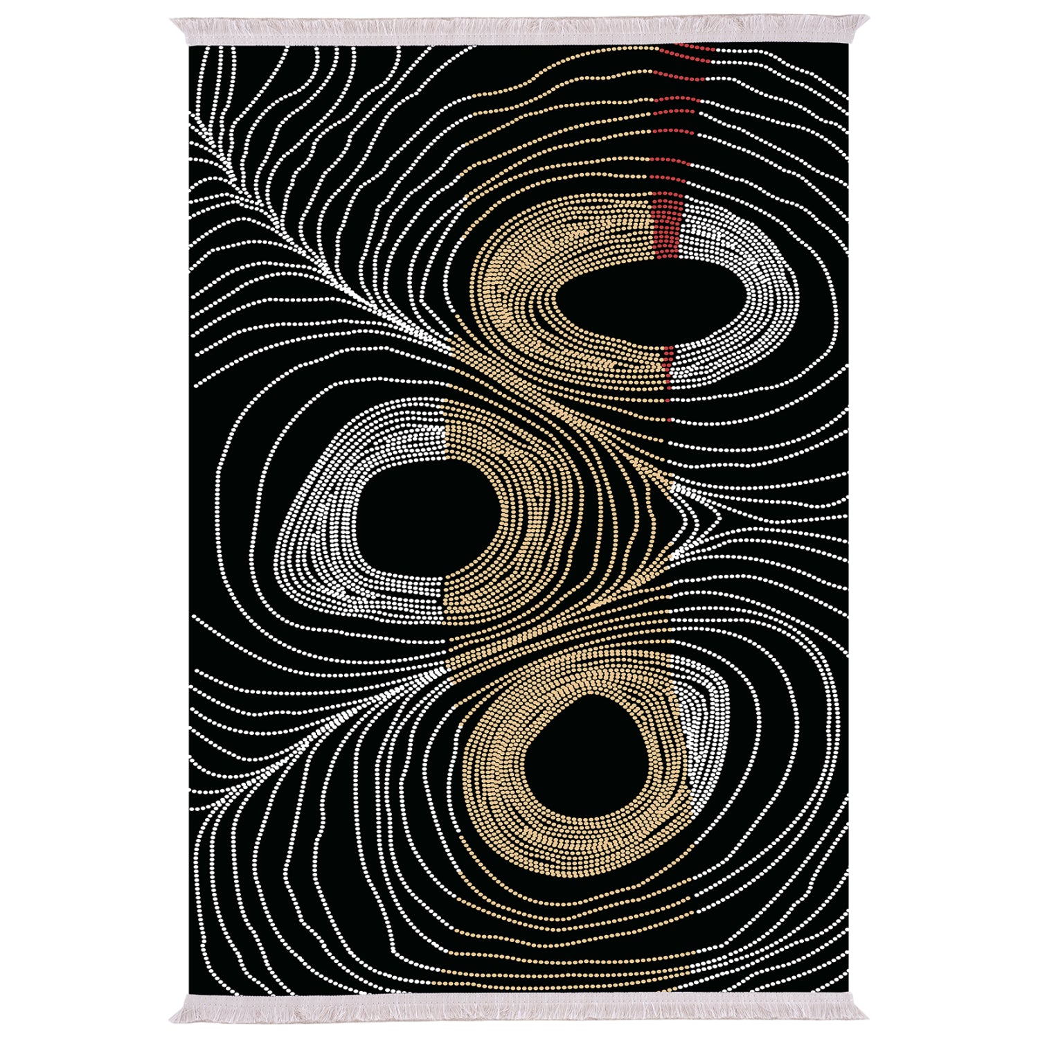 LIVING ROOM CARPET WITH FRINGES JOSIANE BLACK-GOLD-GREY 80X150cm. HM7676.27