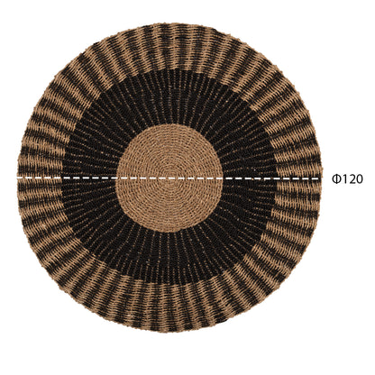 ROUND CARPET KIRKI HM7841 NATURAL SEAGRASS FIBERS IN BLACK-NATURAL COLOR Φ120cm.