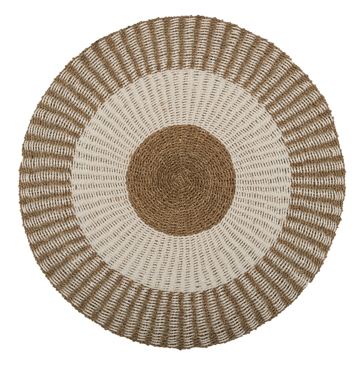 ROUND CARPET KIRKI HM7842 NATURAL SEAGRASS FIBERS IN WHITE-NATURAL COLOR Φ150cm.