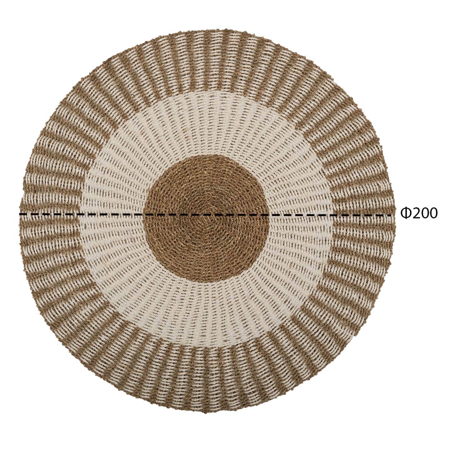ROUND CARPET KIRKI HM7844 NATURAL SEAGRASS FIBERS IN WHITE-NATURAL COLOR Φ200cm.