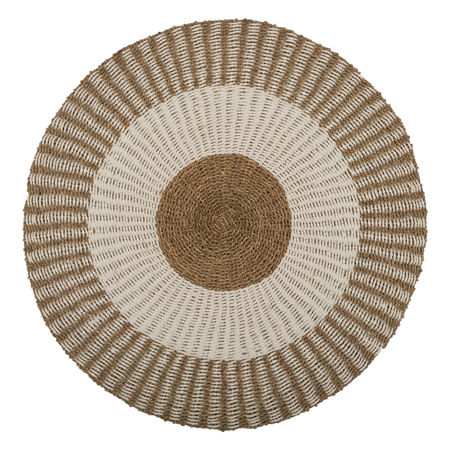 ROUND CARPET KIRKI HM7844 NATURAL SEAGRASS FIBERS IN WHITE-NATURAL COLOR Φ200cm.
