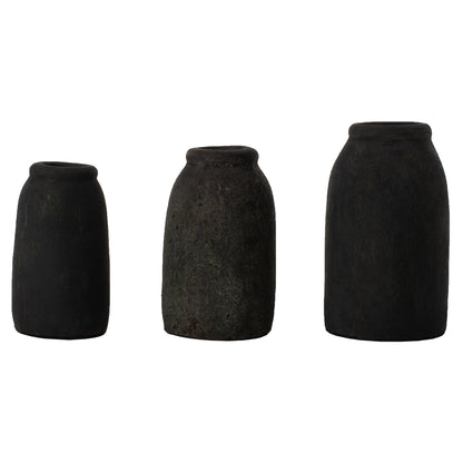 DECOR VASES 3PCS HM7711 TERRACOTTA FOSSIL GREY