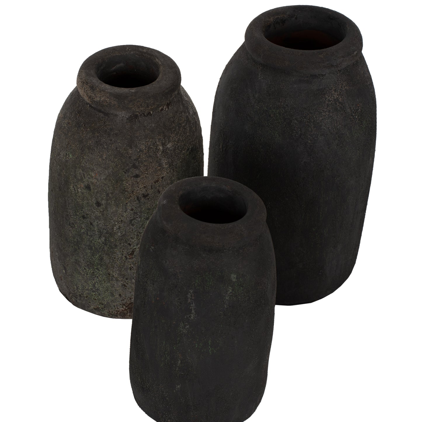 DECOR VASES 3PCS HM7711 TERRACOTTA FOSSIL GREY