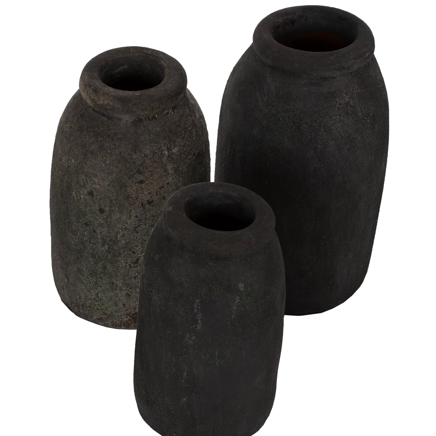 DECOR VASES 3PCS HM7711 TERRACOTTA FOSSIL GREY