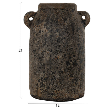 DECOR VASES 3PCS HM7710 ANTIQUE GREY TERRACOTTA