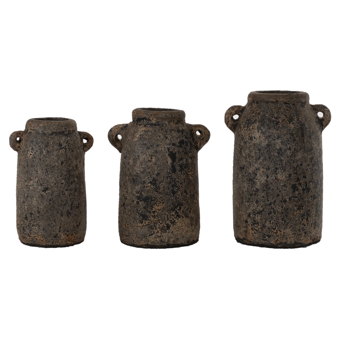 DECOR VASES 3PCS HM7710 ANTIQUE GREY TERRACOTTA