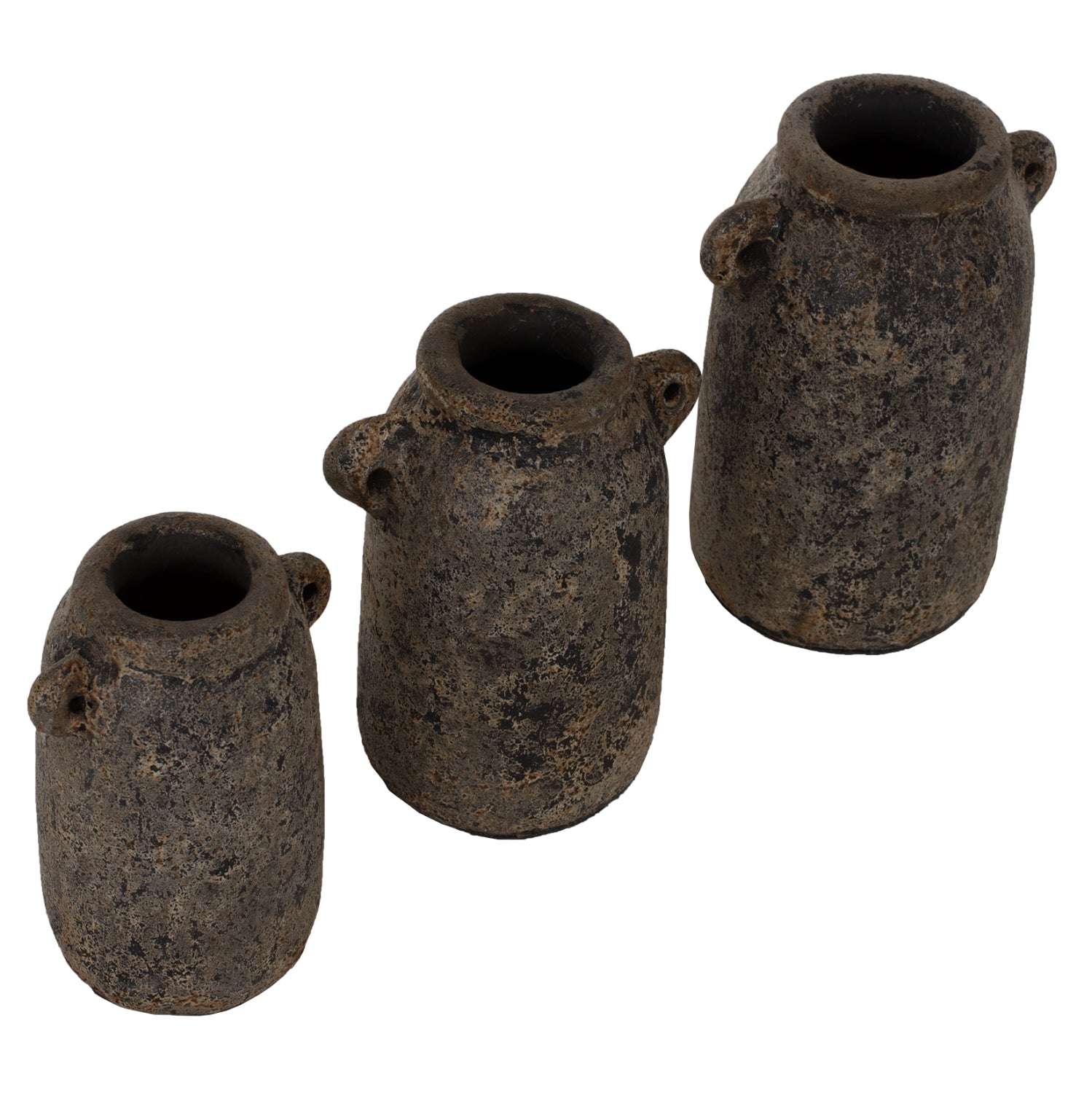DECOR VASES 3PCS HM7710 ANTIQUE GREY TERRACOTTA