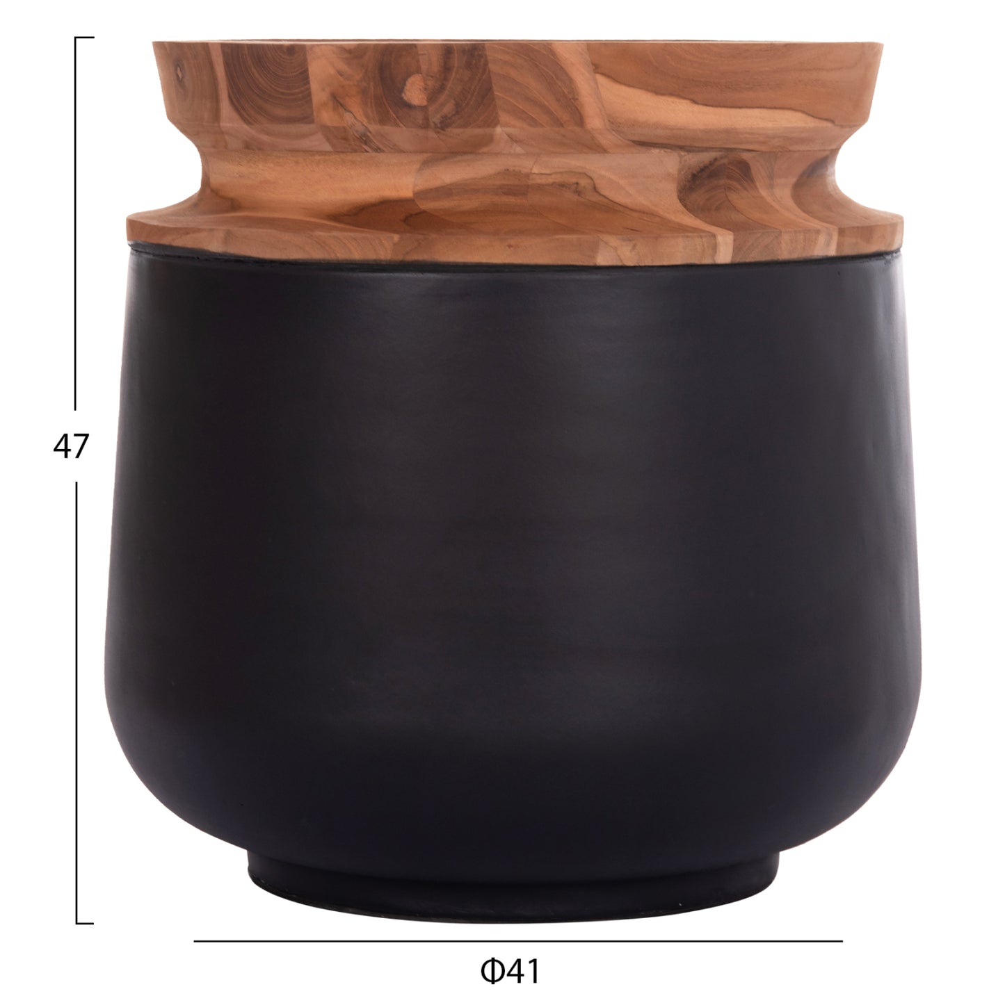 DECORATIVE FLOOR VASES 2PCS LINTER HM21140.01 FIBER CEMENT IN BLACK-TEAK WOOD 47H & 60Hcm.