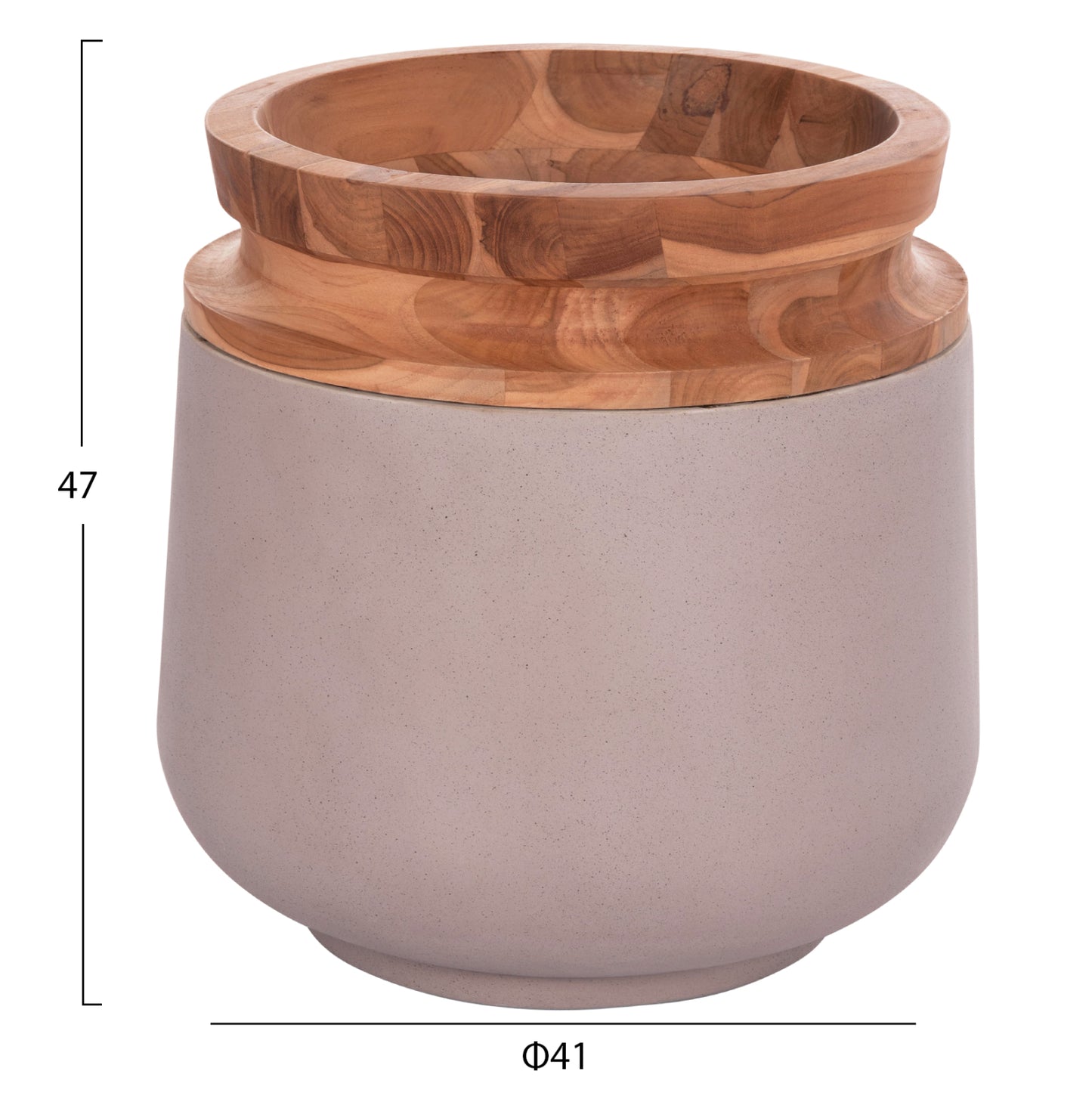 DECORATIVE FLOOR VASES 2PCS LINTER HM21140.04 FIBER CEMENT IN TAUPE-TEAK WOOD 47H & 60Hcm.