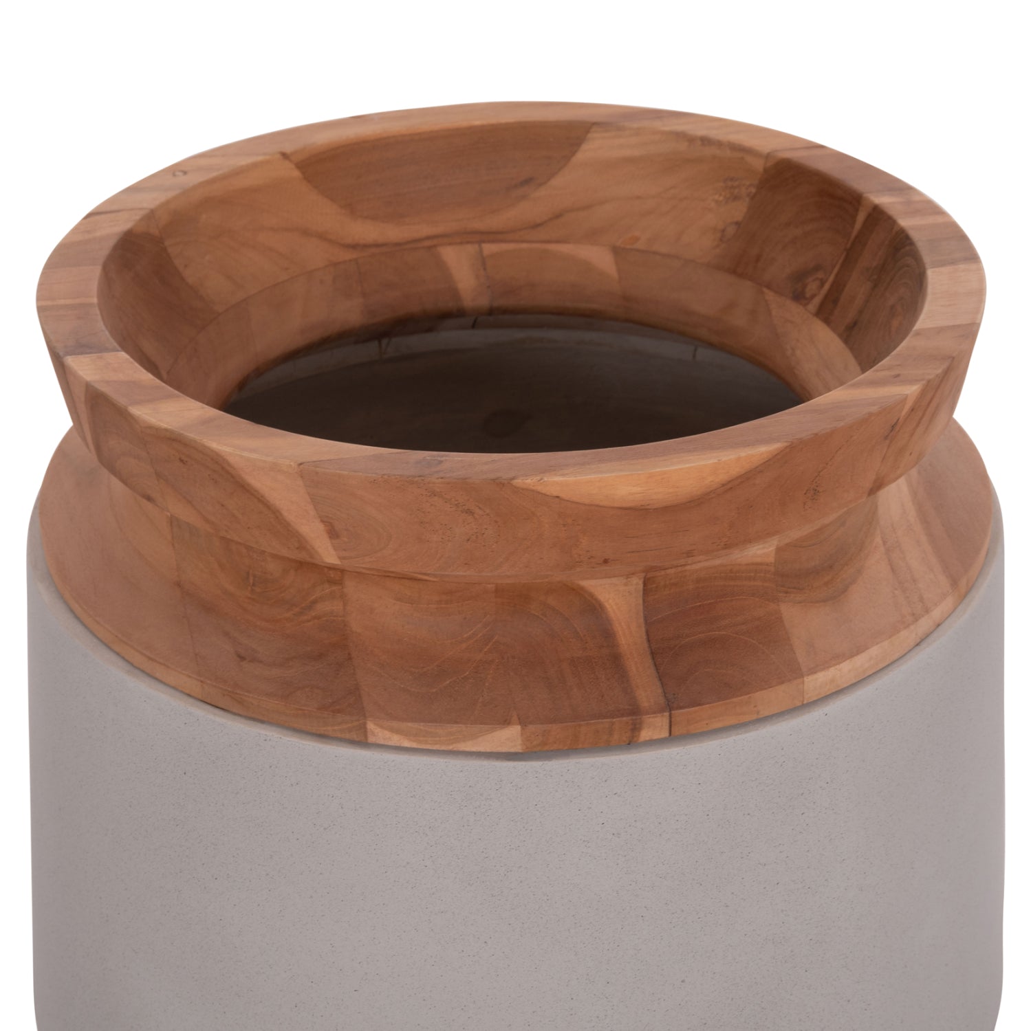 DECORATIVE FLOOR VASES 2PCS LINTER HM21140.03 FIBER CEMENT IN GREY-TEAK WOOD 47H & 60Hcm.