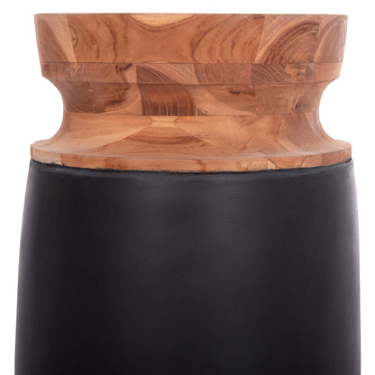 DECORATIVE FLOOR VASES 2PCS LINTER HM21140.01 FIBER CEMENT IN BLACK-TEAK WOOD 47H & 60Hcm.