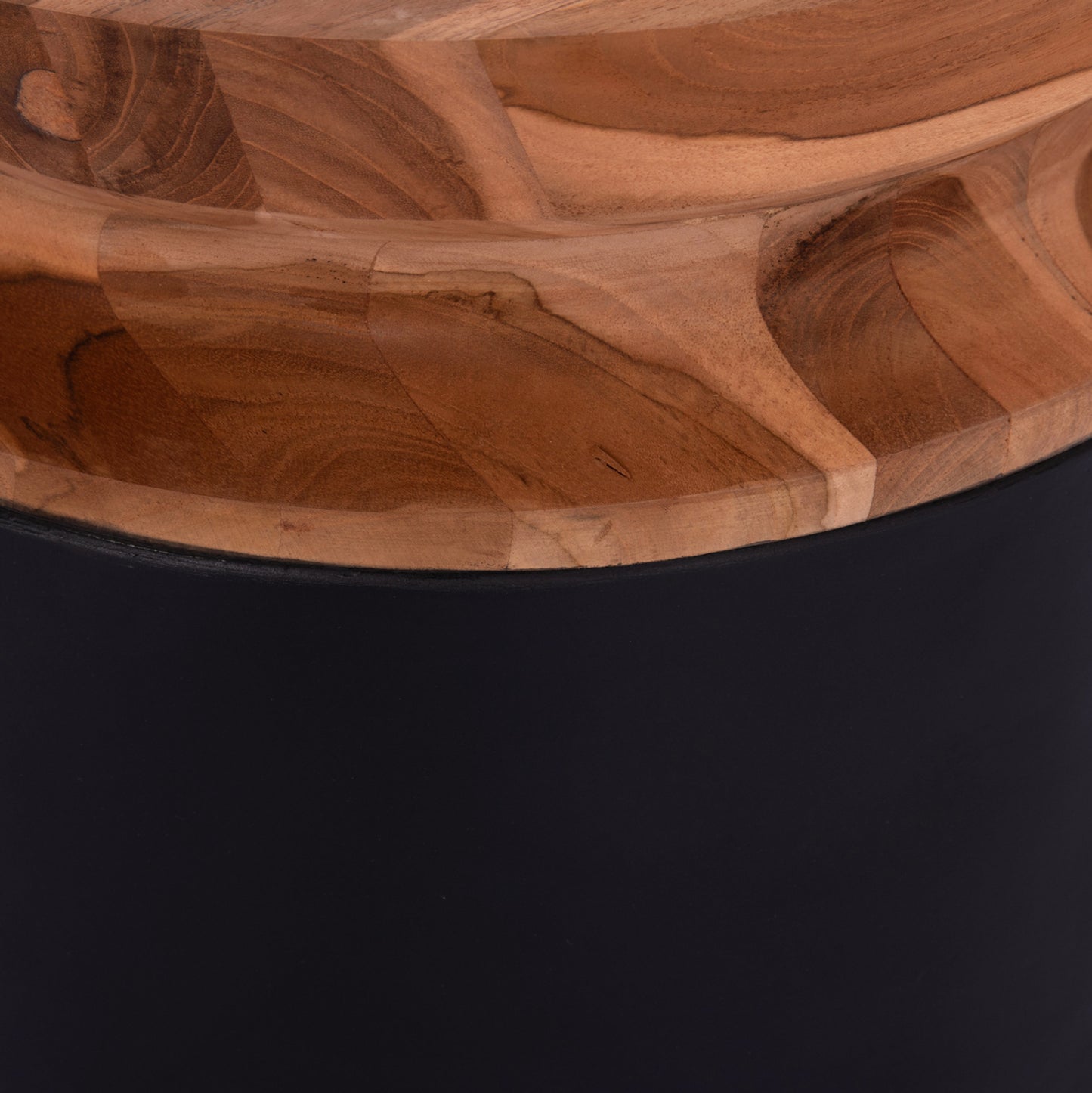 DECORATIVE FLOOR VASES 2PCS LINTER HM21140.01 FIBER CEMENT IN BLACK-TEAK WOOD 47H & 60Hcm.