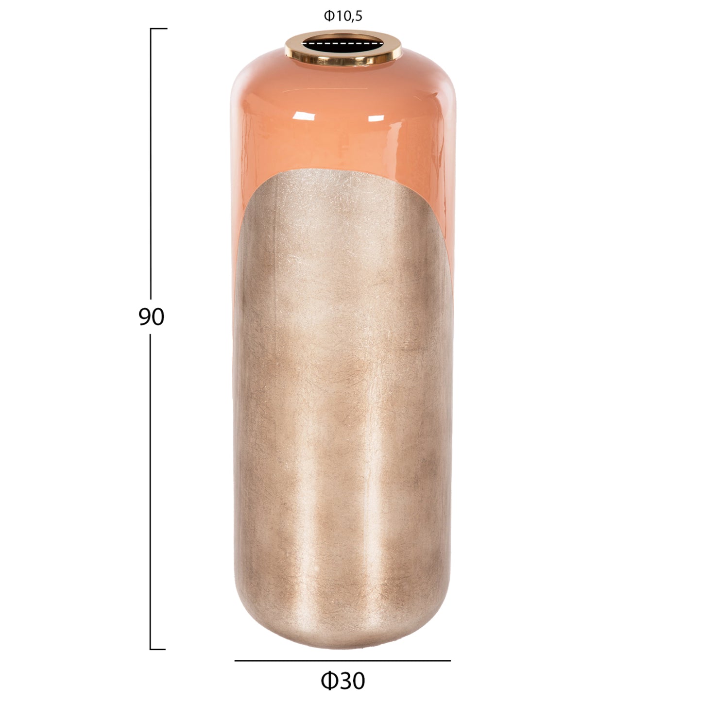 DECORATIVE FLOOR VASE RAKSASA HM4230.02 METAL IN SALMON-LIGHT BRONZE Φ30x90Hcm.