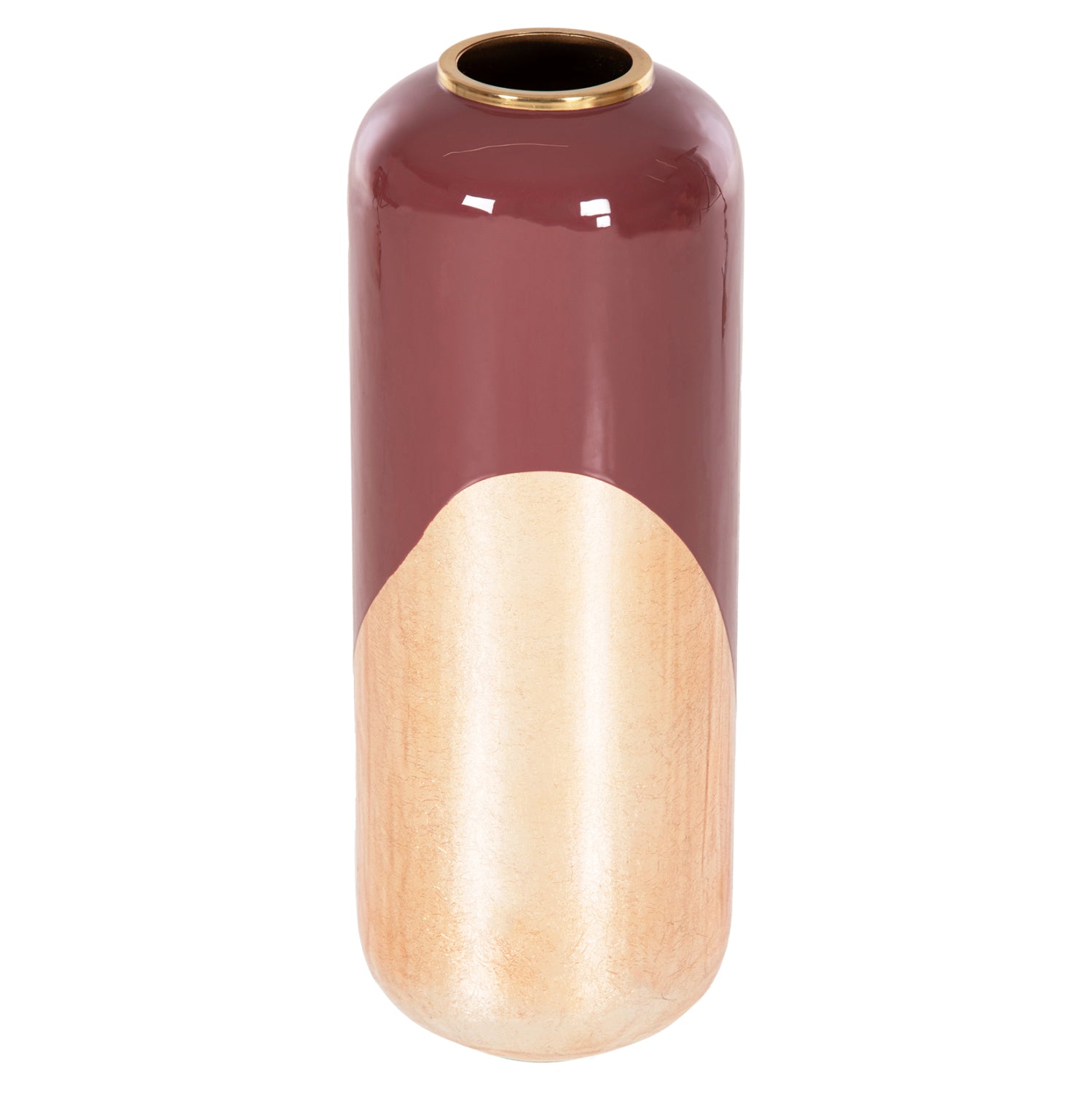 DECORATIVE FLOOR VASE RAKSASA HM4232.06 METAL IN CHERRY RED-GOLD PEARL Φ24x69Hcm.