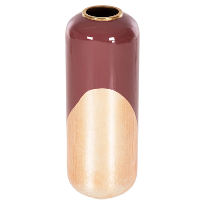 DECORATIVE FLOOR VASE RAKSASA HM4232.06 METAL IN CHERRY RED-GOLD PEARL Φ24x69Hcm.