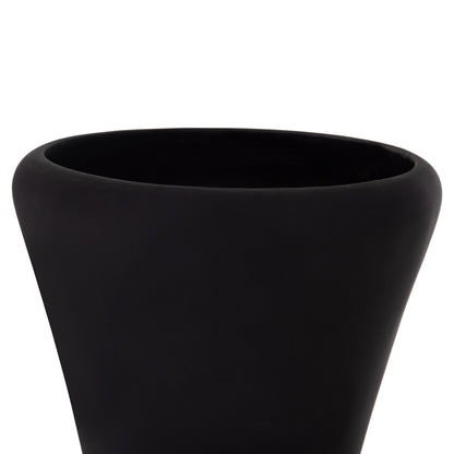 DECORATIVE FLOOR VASE NEBULA HM4660.01L FIBER CEMENT IN BLACK--TEAK WOOD Φ45x172Hcm.