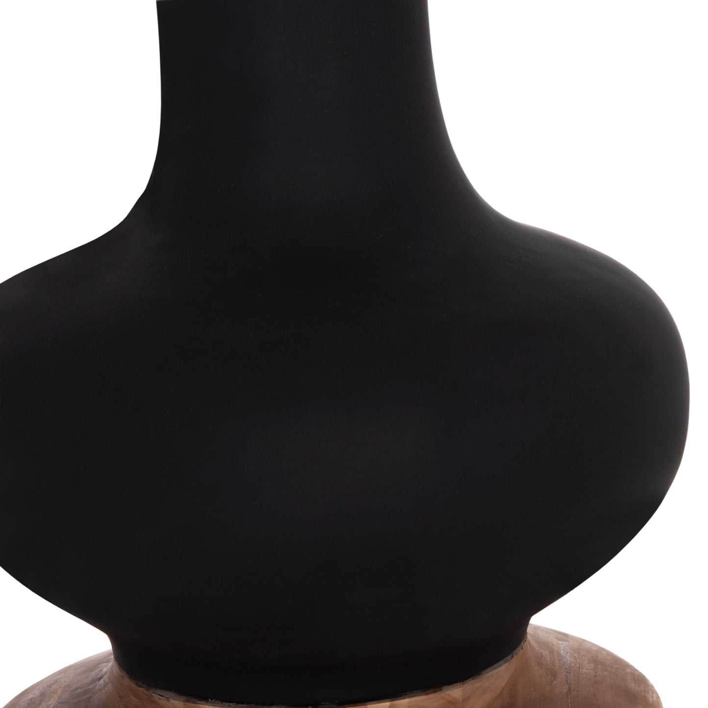 DECORATIVE FLOOR VASE NEBULA HM4660.01L FIBER CEMENT IN BLACK--TEAK WOOD Φ45x172Hcm.