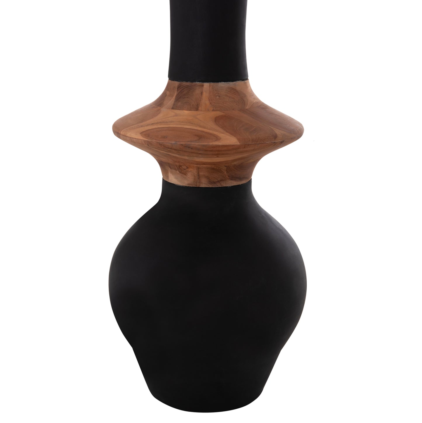 DECORATIVE FLOOR VASE NEBULA HM4660.01M FIBER CEMENT IN BLACK--TEAK WOOD Φ45x148Hcm.