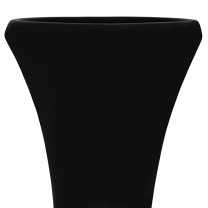 DECORATIVE FLOOR VASE NEBULA HM4660.01S FIBER CEMENT IN BLACK--TEAK WOOD Φ45x115Hcm.