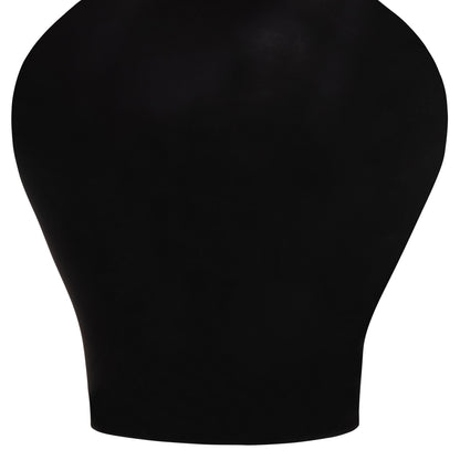 DECORATIVE FLOOR VASE NEBULA HM4660.01S FIBER CEMENT IN BLACK--TEAK WOOD Φ45x115Hcm.