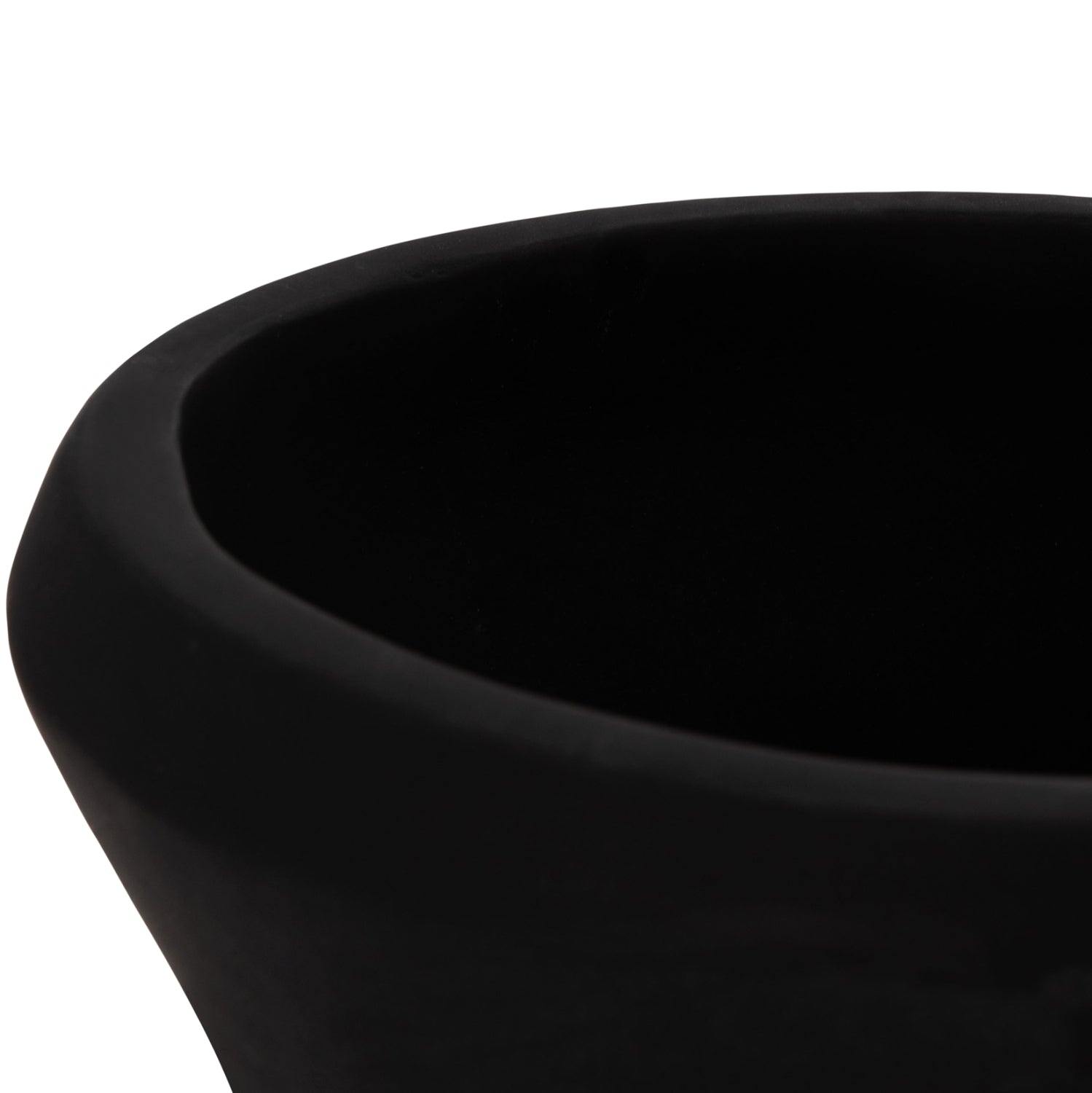 DECORATIVE FLOOR VASE NEBULA HM4660.01S FIBER CEMENT IN BLACK--TEAK WOOD Φ45x115Hcm.