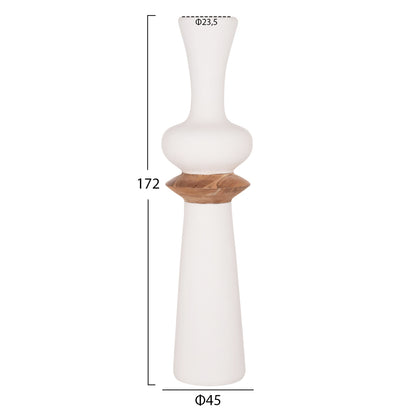 DECORATIVE FLOOR VASE NEBULA HM4660.02L FIBER CEMENT IN WHITE--TEAK WOOD Φ45x172Hcm.