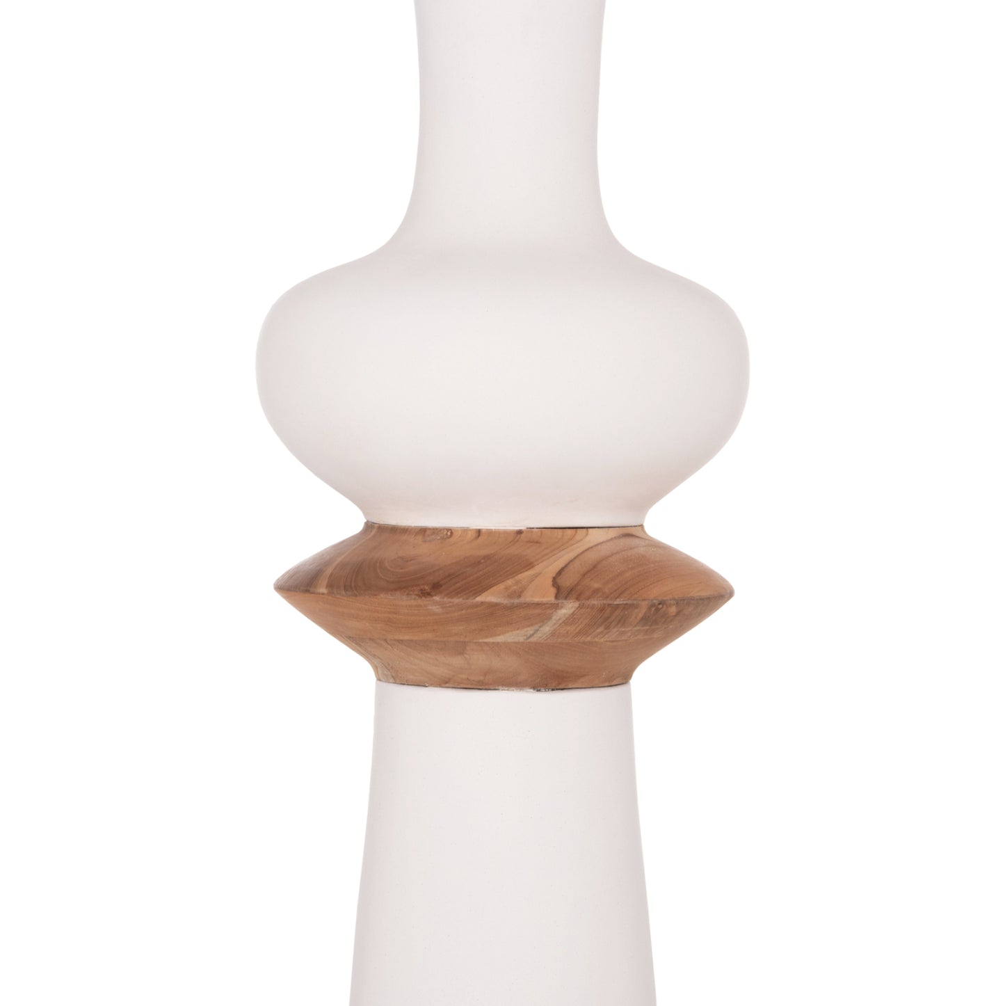 DECORATIVE FLOOR VASE NEBULA HM4660.02L FIBER CEMENT IN WHITE--TEAK WOOD Φ45x172Hcm.