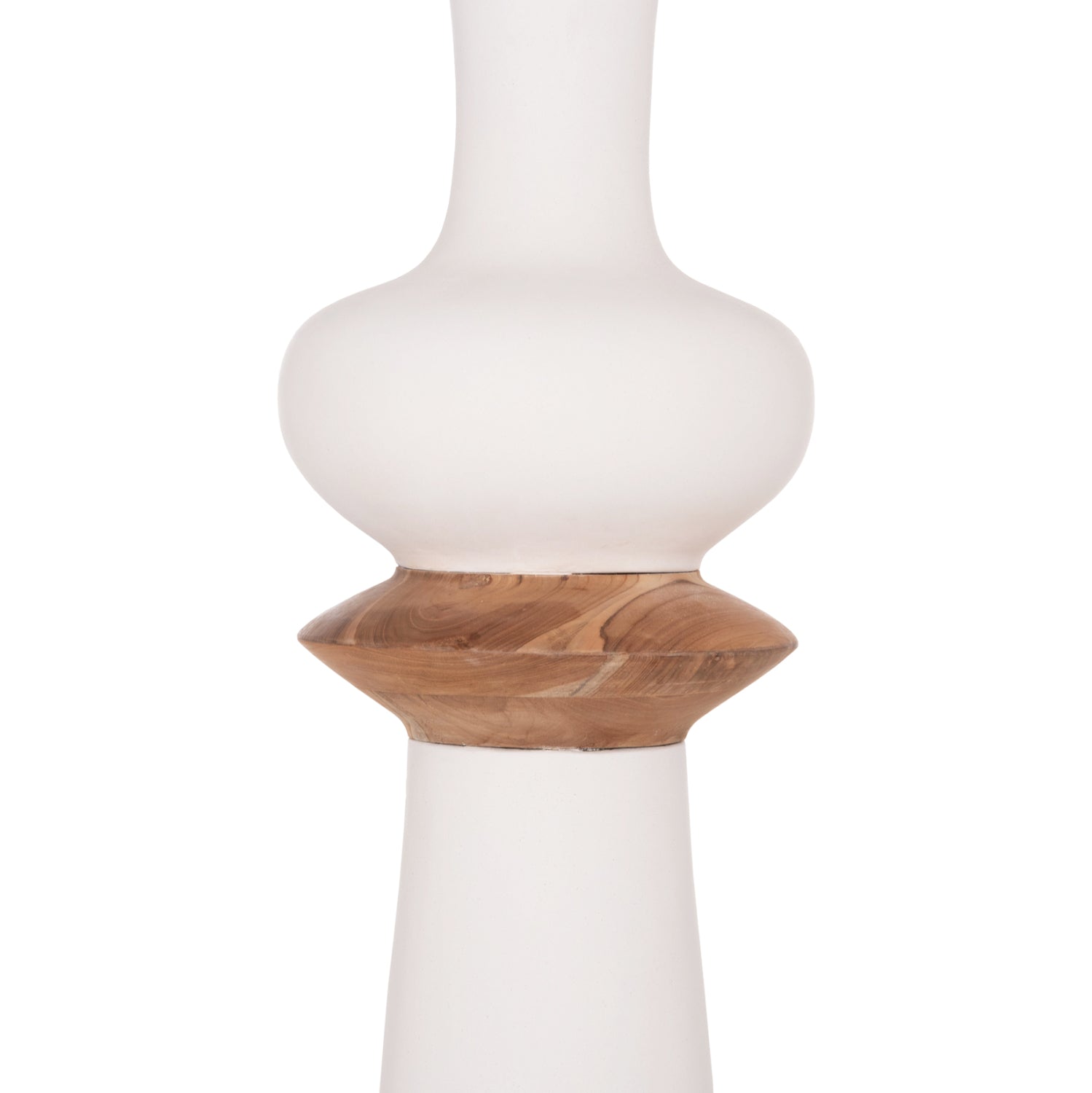DECORATIVE FLOOR VASE NEBULA HM4660.02L FIBER CEMENT IN WHITE--TEAK WOOD Φ45x172Hcm.