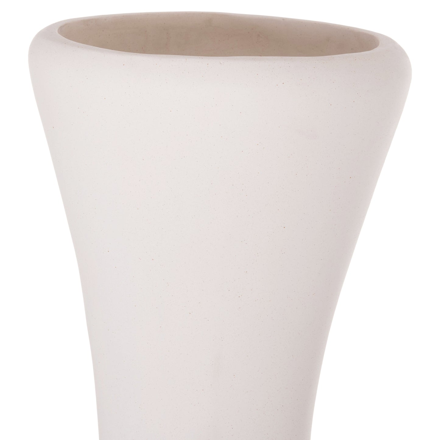 DECORATIVE FLOOR VASE NEBULA HM4660.02L FIBER CEMENT IN WHITE--TEAK WOOD Φ45x172Hcm.