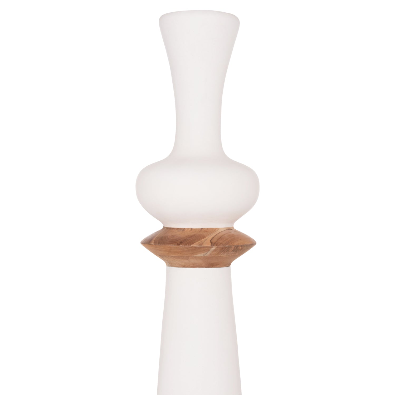 DECORATIVE FLOOR VASE NEBULA HM4660.02L FIBER CEMENT IN WHITE--TEAK WOOD Φ45x172Hcm.