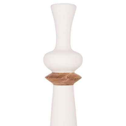 DECORATIVE FLOOR VASE NEBULA HM4660.02L FIBER CEMENT IN WHITE--TEAK WOOD Φ45x172Hcm.