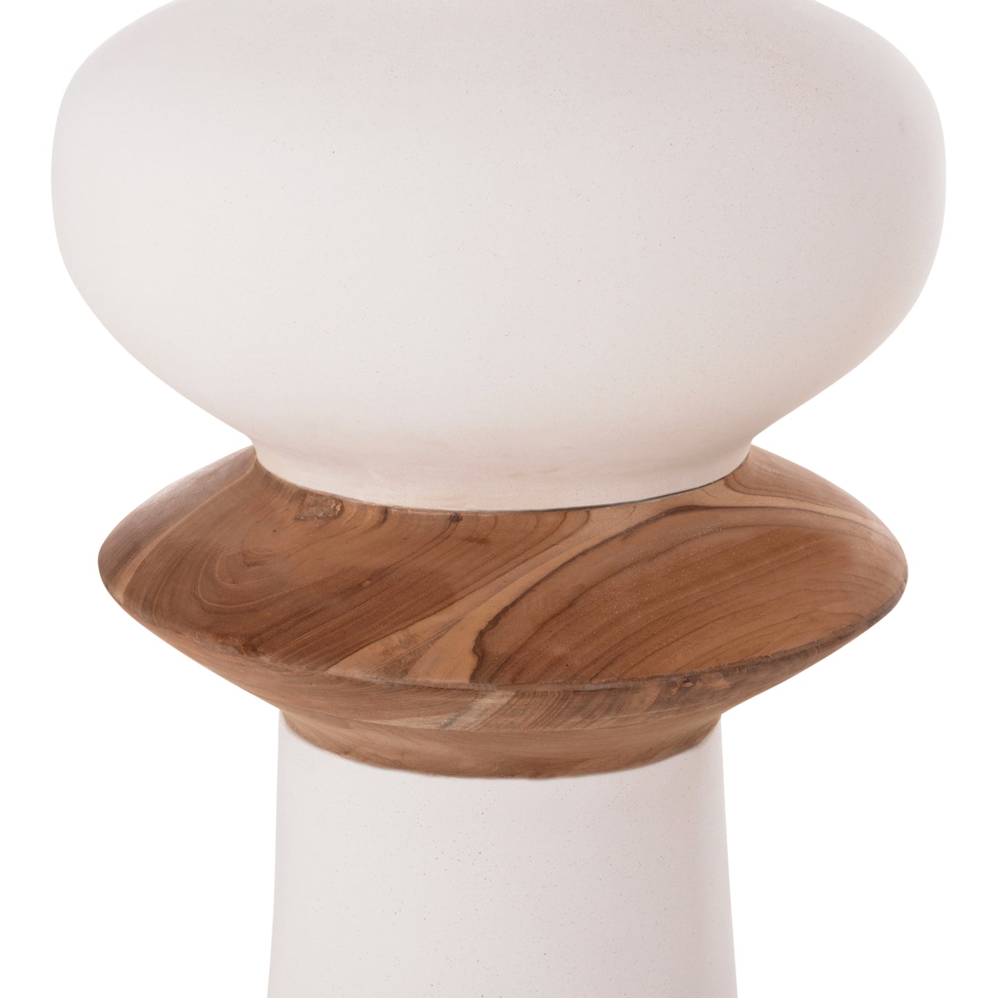 DECORATIVE FLOOR VASE NEBULA HM4660.02L FIBER CEMENT IN WHITE--TEAK WOOD Φ45x172Hcm.