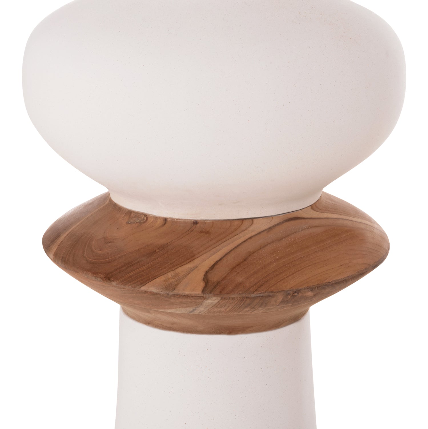 DECORATIVE FLOOR VASE NEBULA HM4660.02L FIBER CEMENT IN WHITE--TEAK WOOD Φ45x172Hcm.