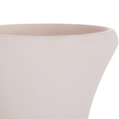DECORATIVE FLOOR VASE NEBULA HM4660.02S FIBER CEMENT IN WHITE--TEAK WOOD Φ45x115Hcm.