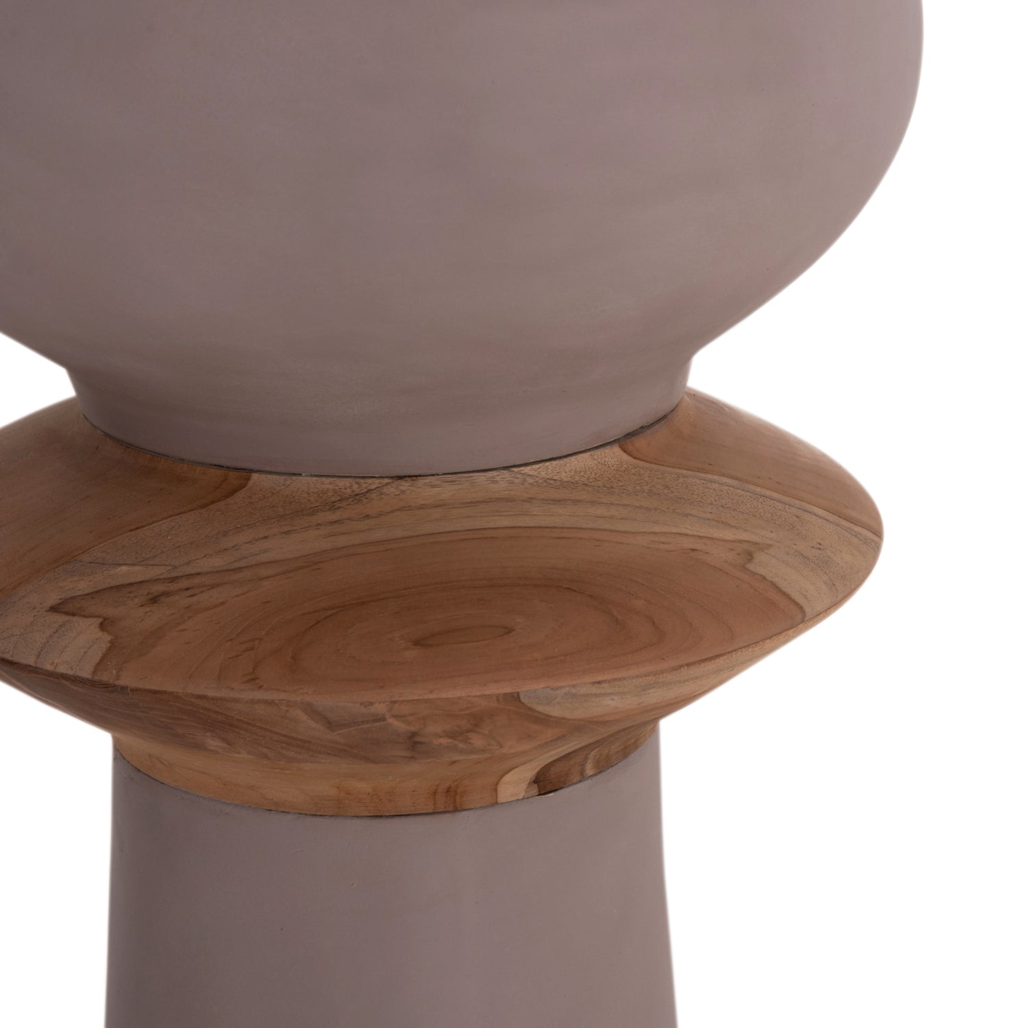 DECORATIVE FLOOR VASE NEBULA HM4660.05L FIBER CEMENT IN TAUPE--TEAK WOOD Φ45x172Hcm.