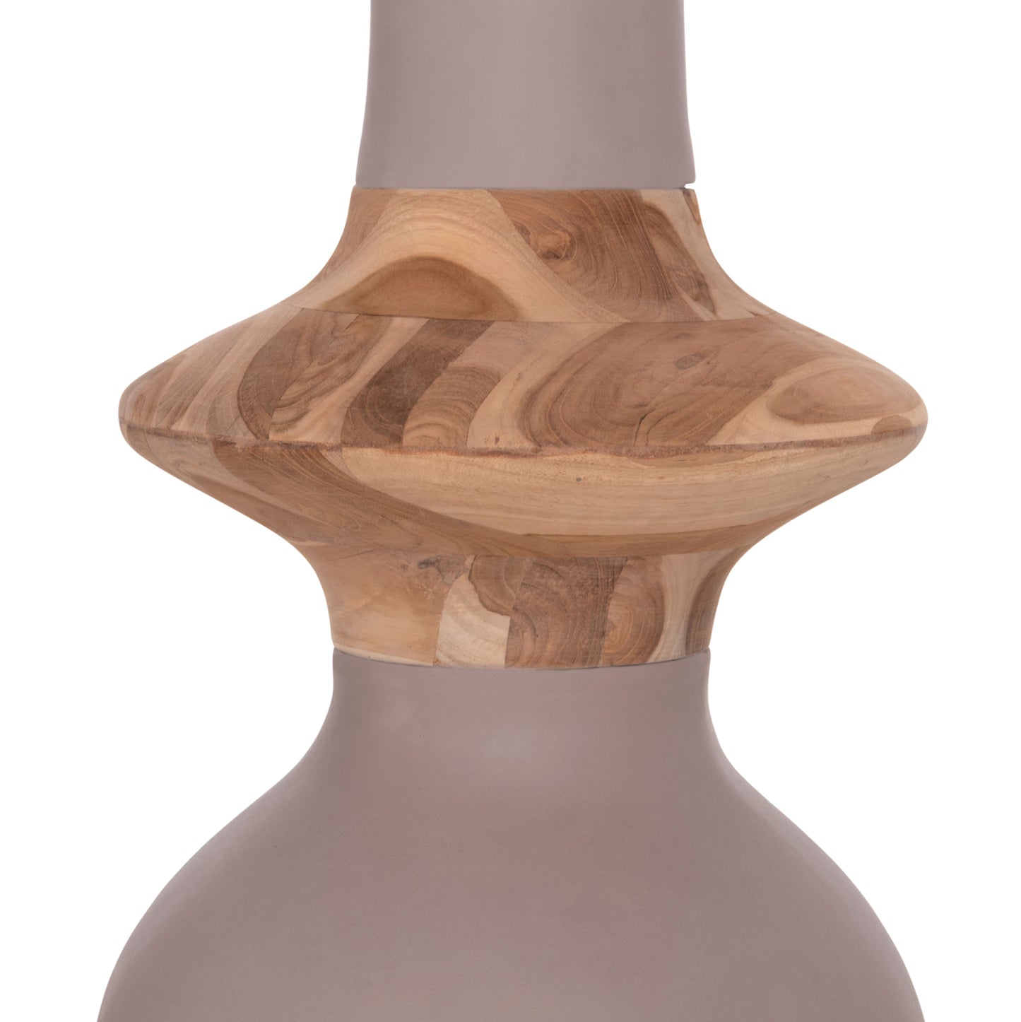DECORATIVE FLOOR VASE NEBULA HM4660.05M FIBER CEMENT IN TAUPE--TEAK WOOD Φ45x148Hcm.